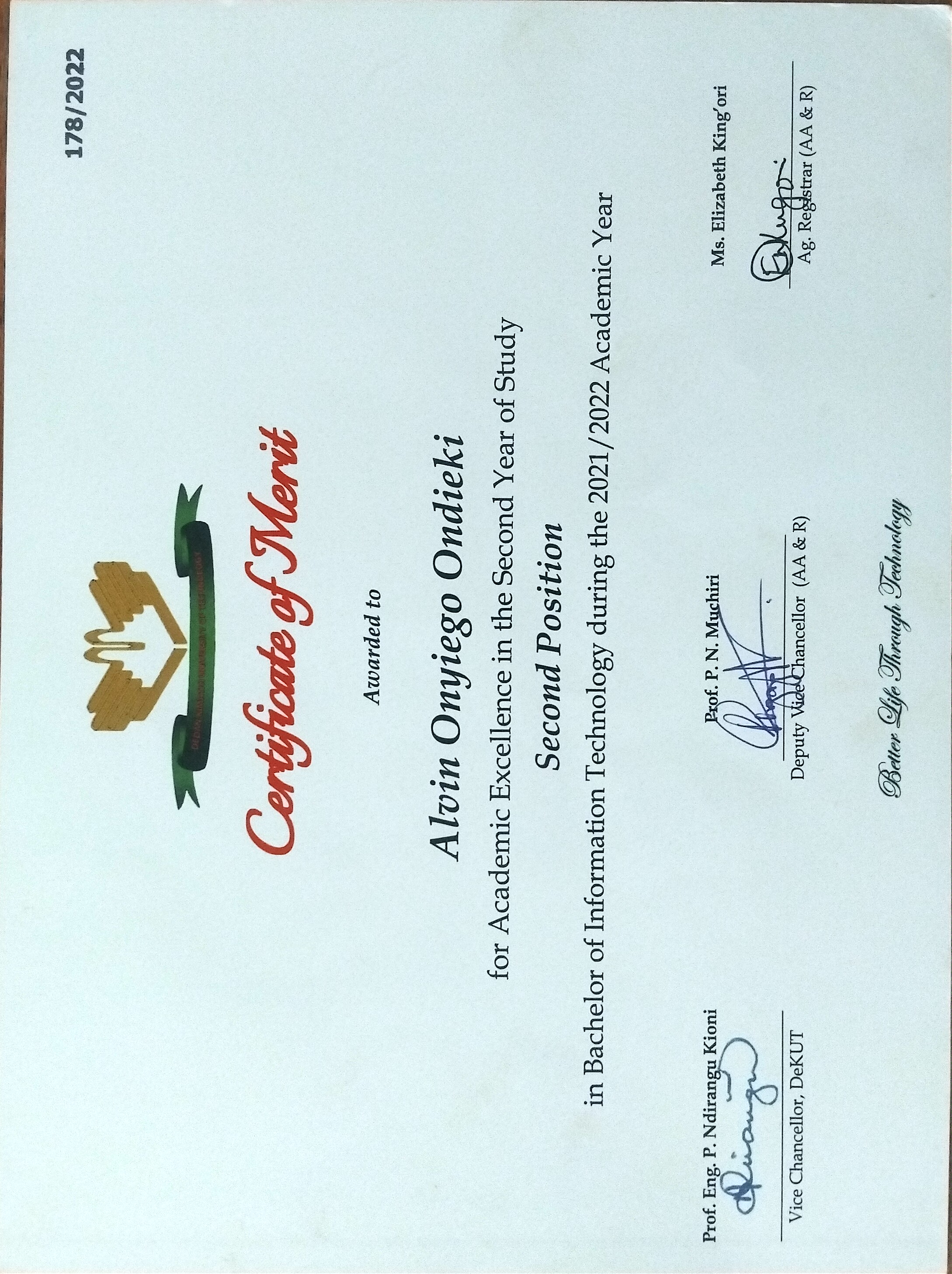 Best Performing student 2021/2022